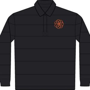 Embroidered Knot Crest Rugby Polo — Classic Long-Sleeve Striped Polo