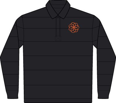 Embroidered Knot Crest Rugby Polo — Classic Long-Sleeve Striped Polo