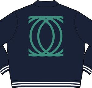 Varsity Jacket with Interlocking Circle Logo – Navy Collared Coach-Style Jacket