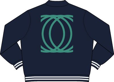 Varsity Jacket with Interlocking Circle Logo – Navy Collared Coach-Style Jacket