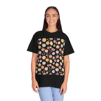 Fruit Pattern T-Shirt — Whimsical Summer Fruit Print Tee
